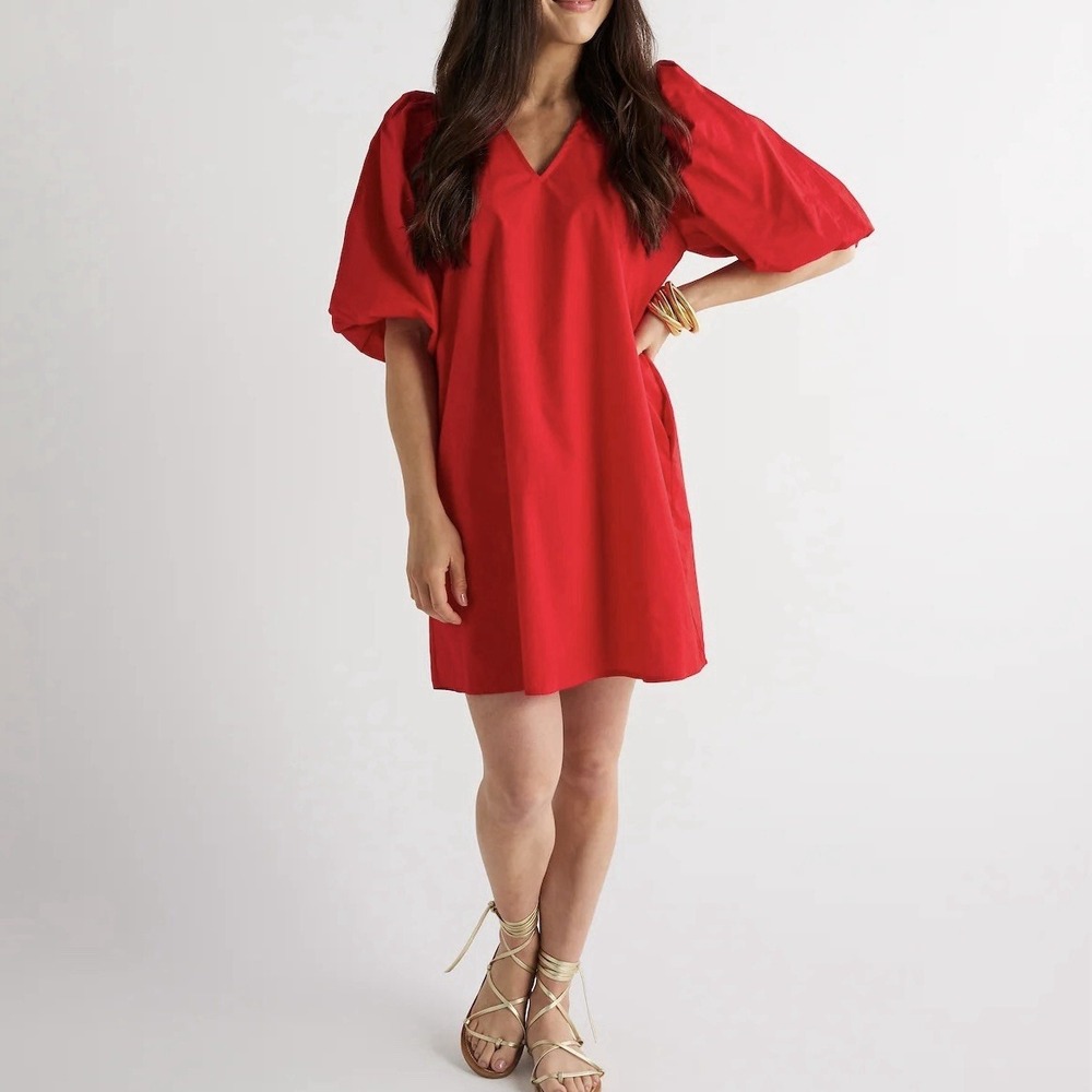Caryn Lawn Lila Cotton Poplin Mini Dress One Size Red NWT